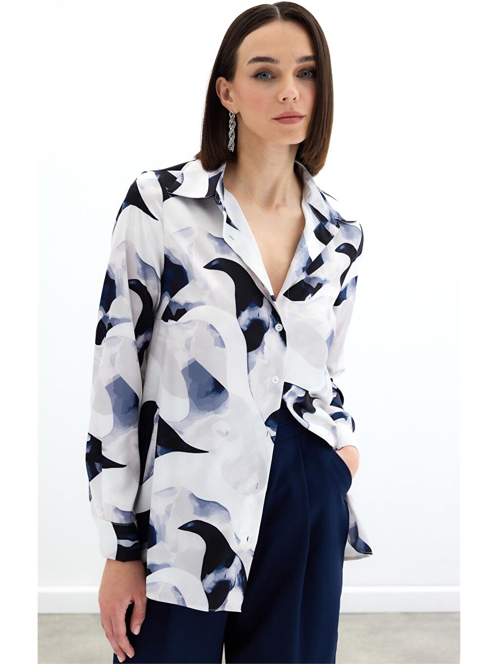 Desenli Gömlek - Lacivert