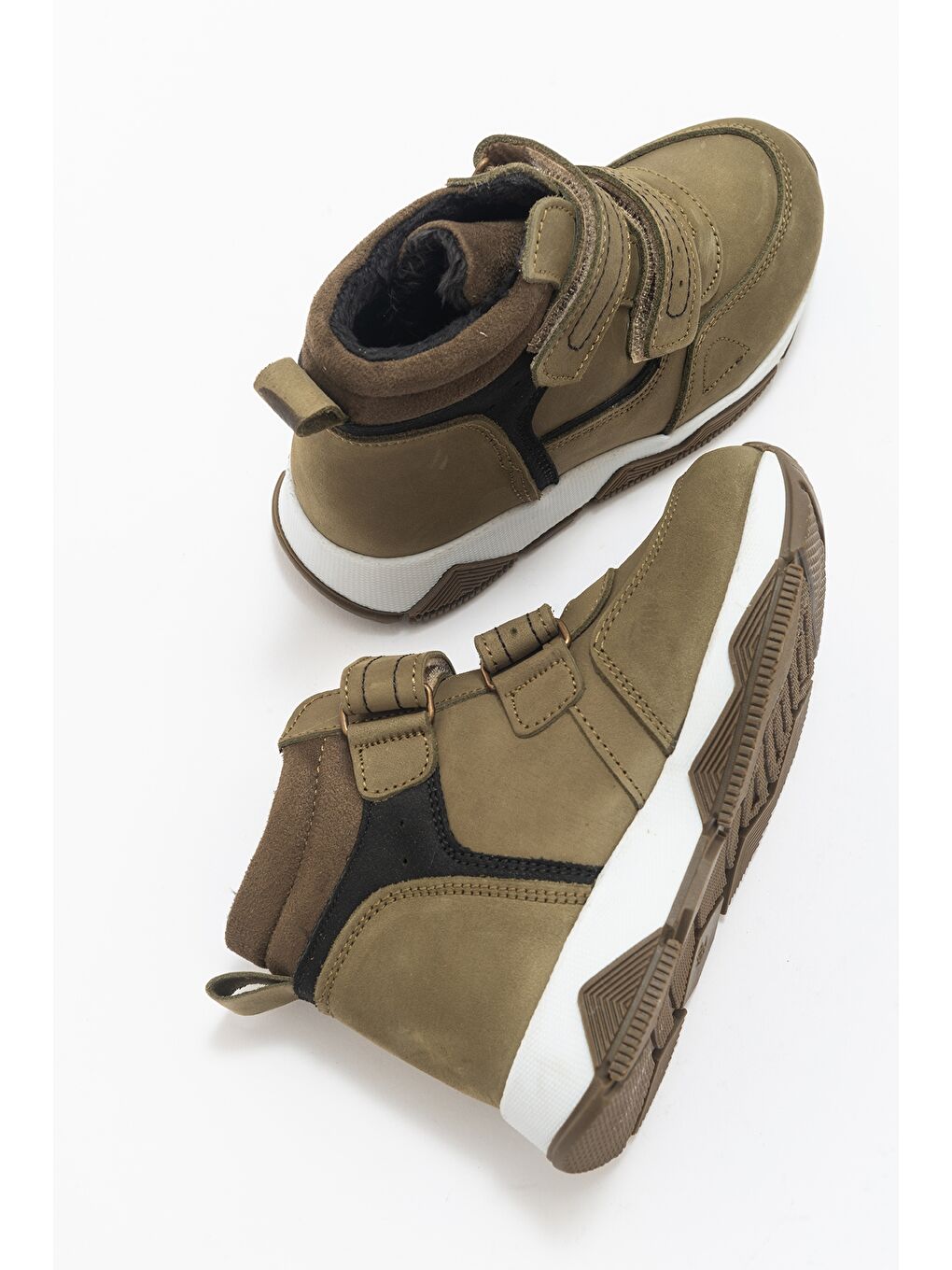 Erkek Çocuk Haki Hakiki Deri Suya Dayanıklı Günlük Bot-3