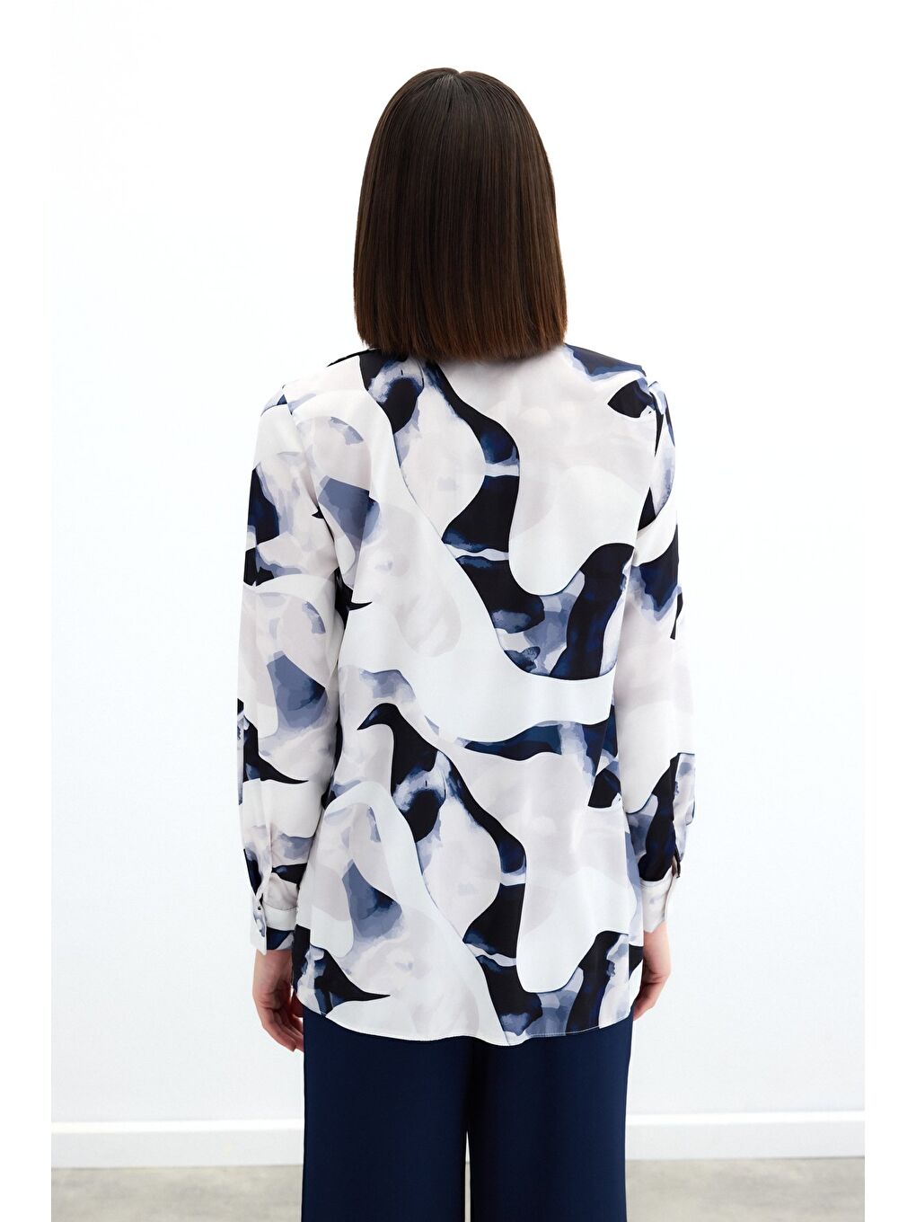 Desenli Gömlek - Lacivert-6