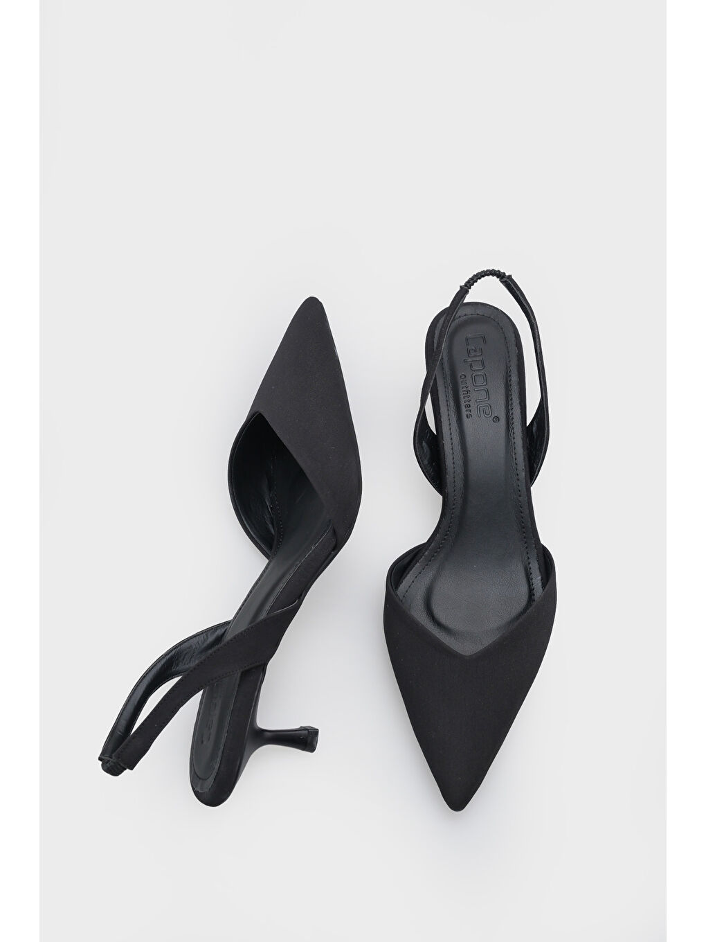 Siyah Esmerelda Sivri Burunlu Arkası Bantlı Orta Topuklu Kadın Ayakkabı-4