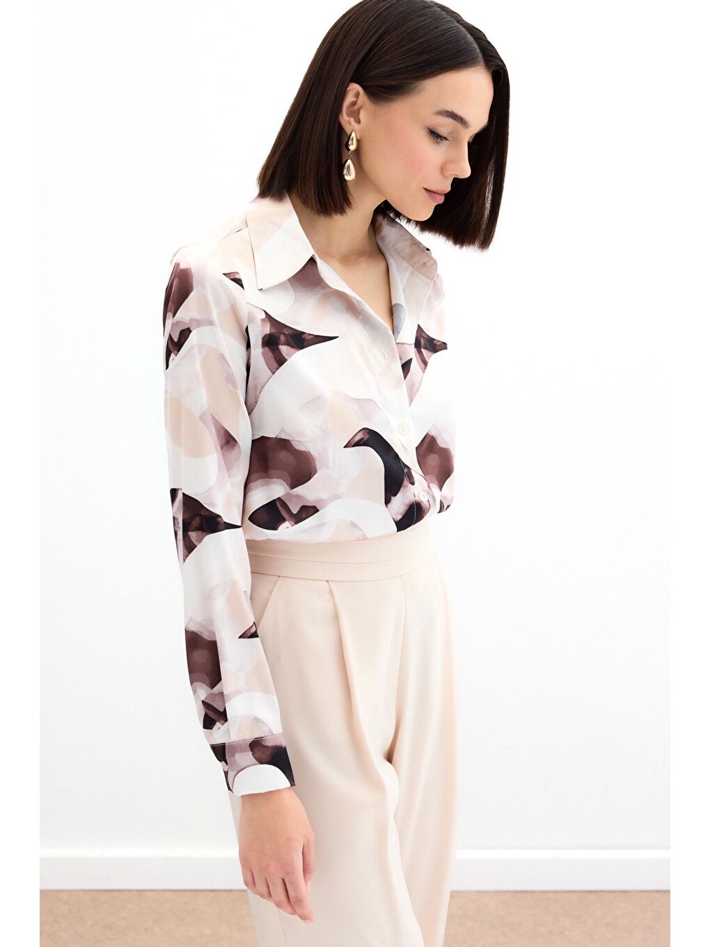 Kahverengi Desenli Gömlek - Kahve-3