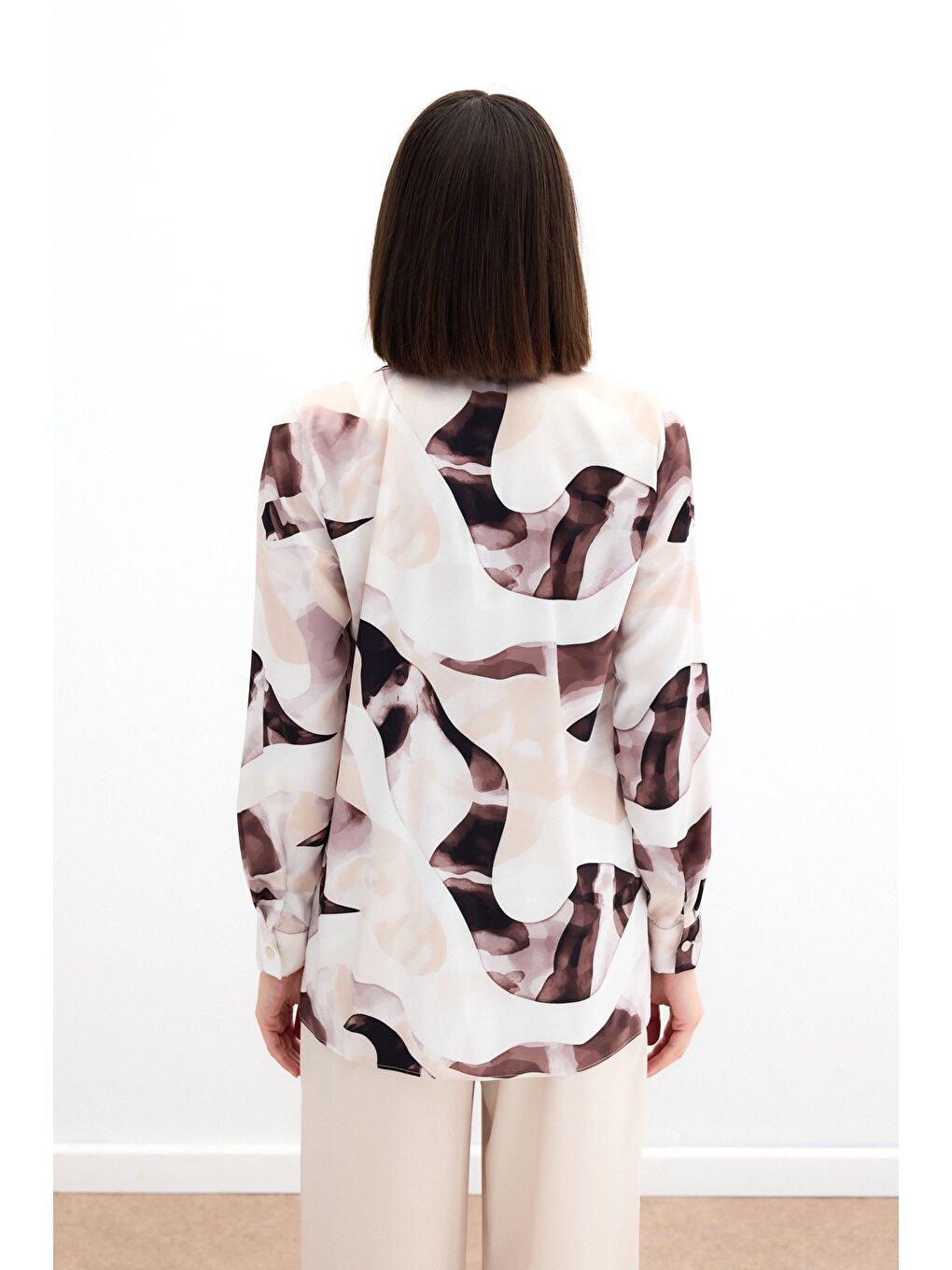 Kahverengi Desenli Gömlek - Kahve-5