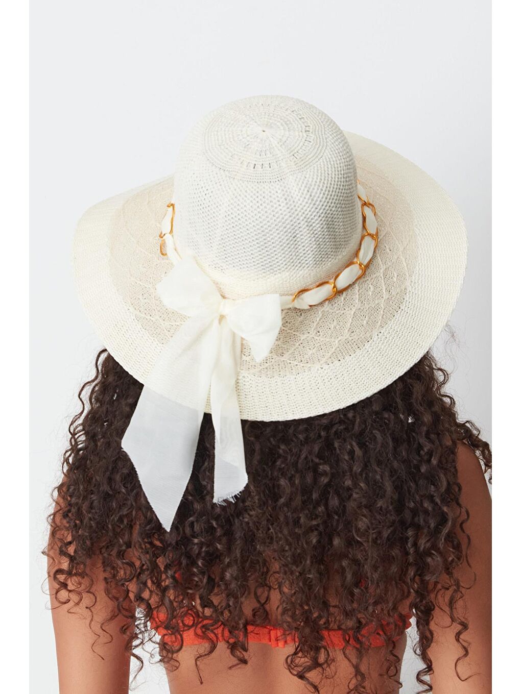 Ekru Merserize Plaj Şapkası T24740-05 Krem