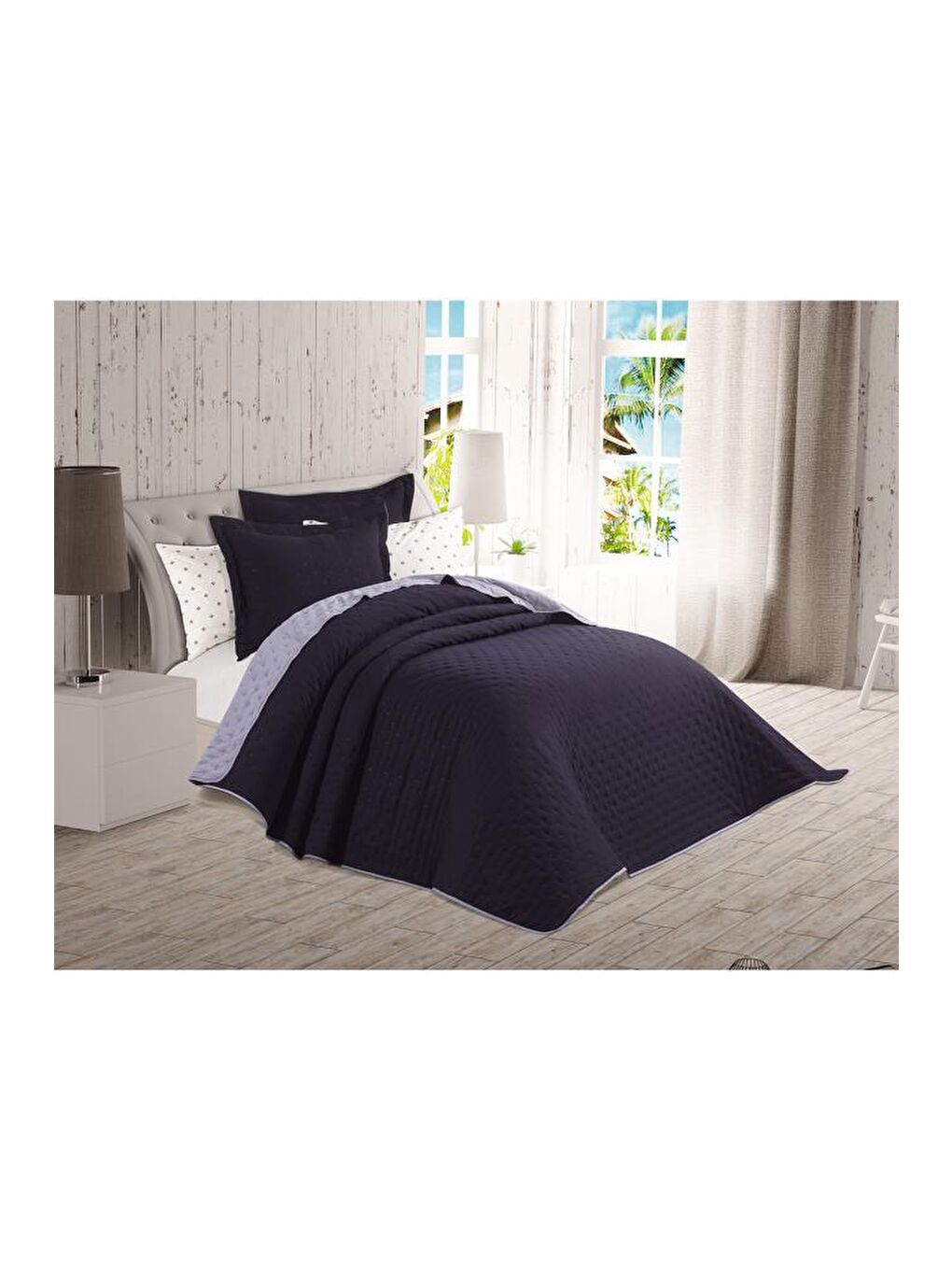 Washed Soft Çift Taraflı 6 Parça Çeyiz Seti Antrasit-1