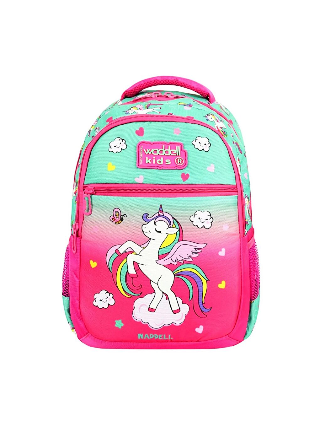 3 Bölmeli İlkokul Çantası ve Beslenme Çantası Su Yeşili Pembe 24301-2