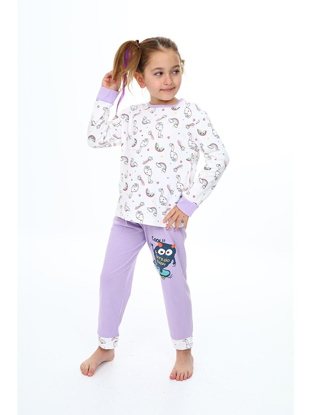 EFTELYA Lila Kız Çocuk Unicorn Baskılı Pijama Takımı 3-11 Yaş 0159 - 1