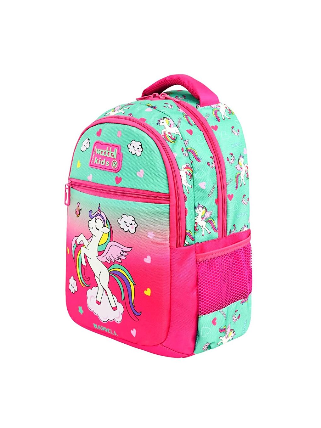 3 Bölmeli İlkokul Çantası ve Beslenme Çantası Su Yeşili Pembe 24301-3