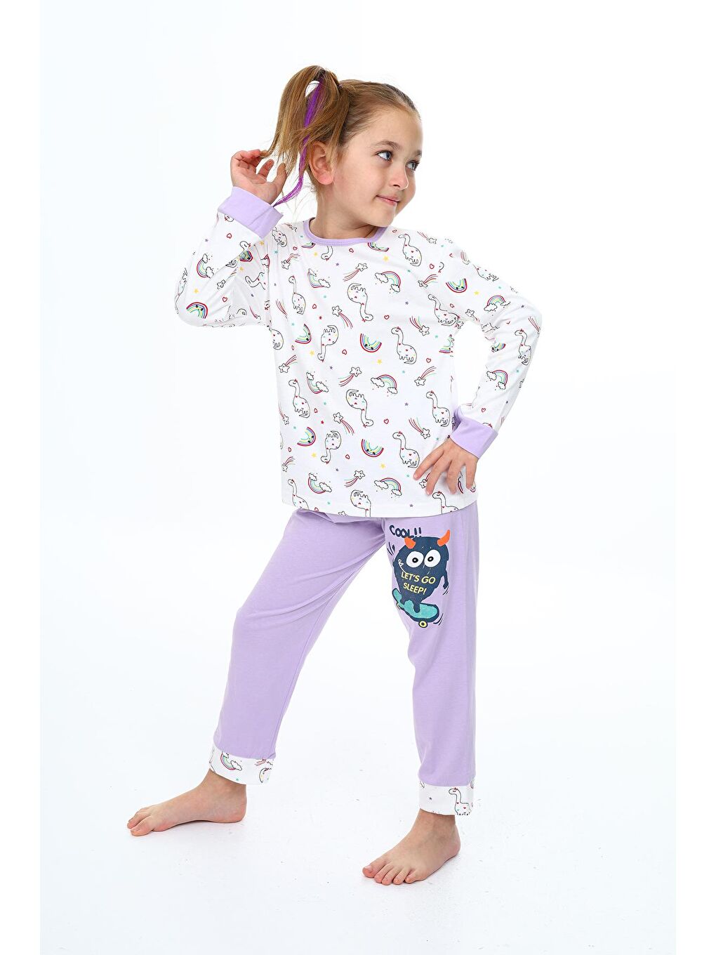 EFTELYA Lila Kız Çocuk Unicorn Baskılı Pijama Takımı 3-11 Yaş 0159 - 2