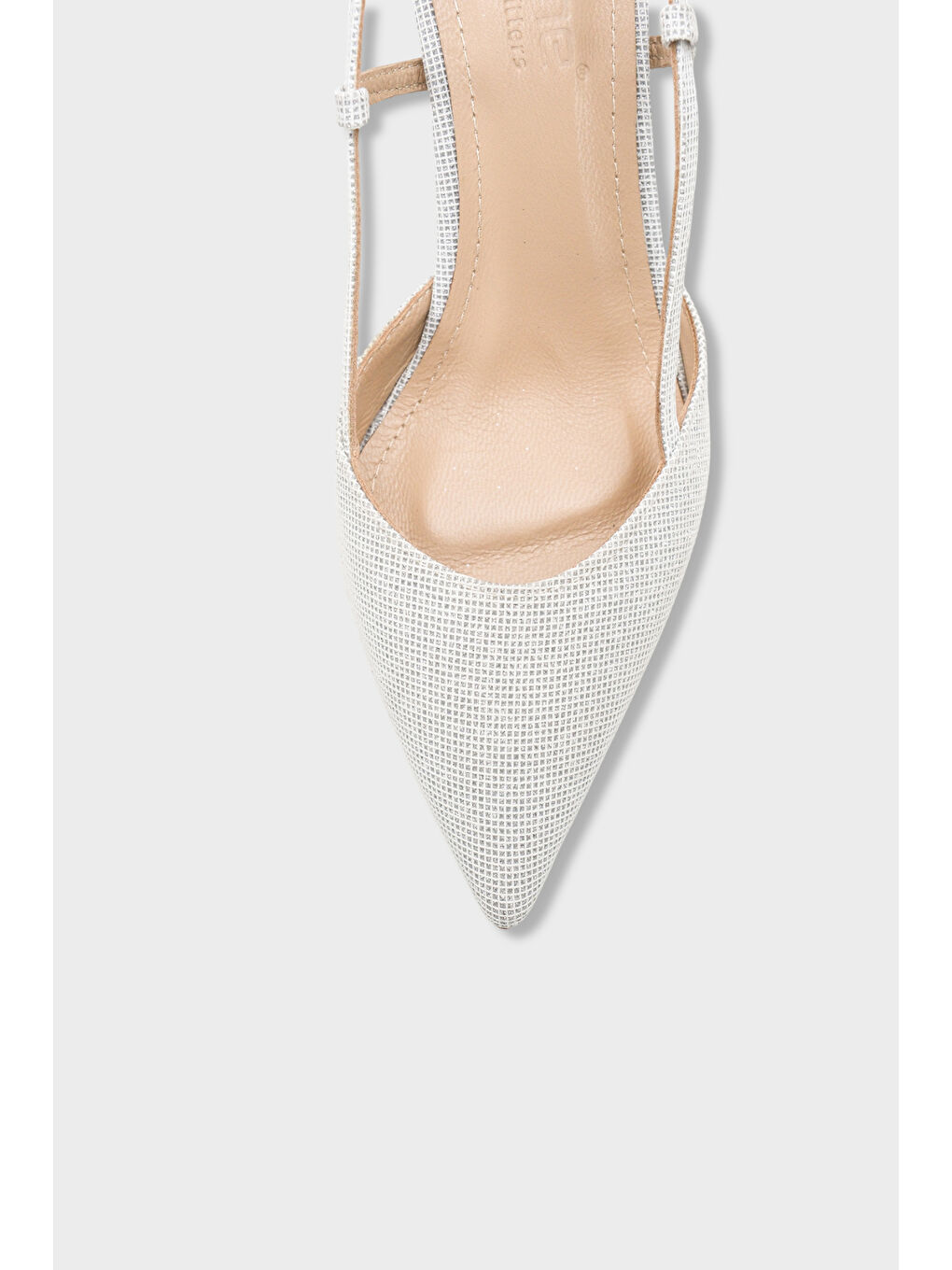 Beyaz Susie Hakiki Deri Astarlı Sivri Burunlu Orta Topuklu Simli Arkası Açık Kadın Ayakkabı-2