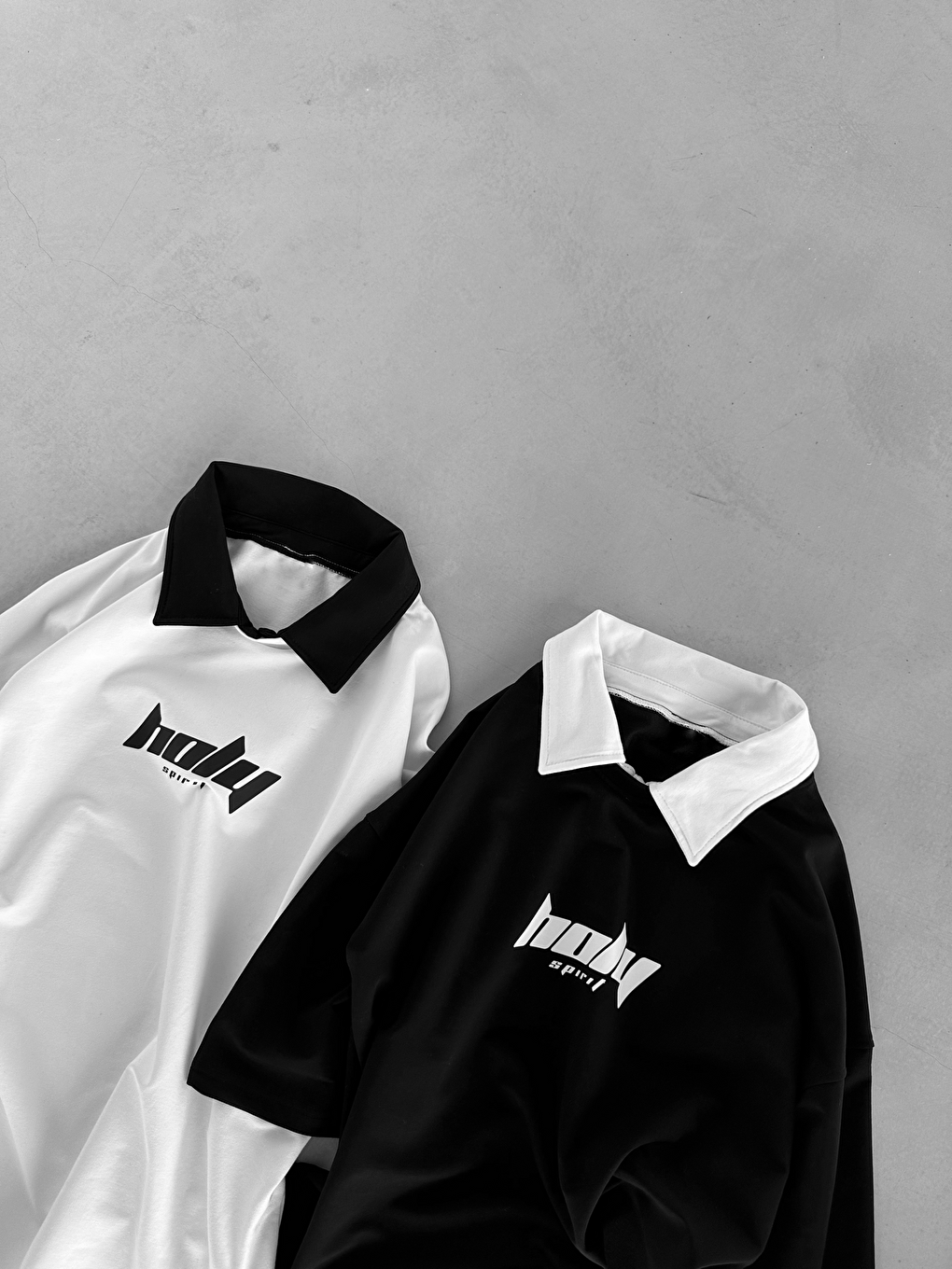 Erkek Oversize Polo Yaka Dokulu Esnek Rahat Baskılı T-Shirt Siyah-2