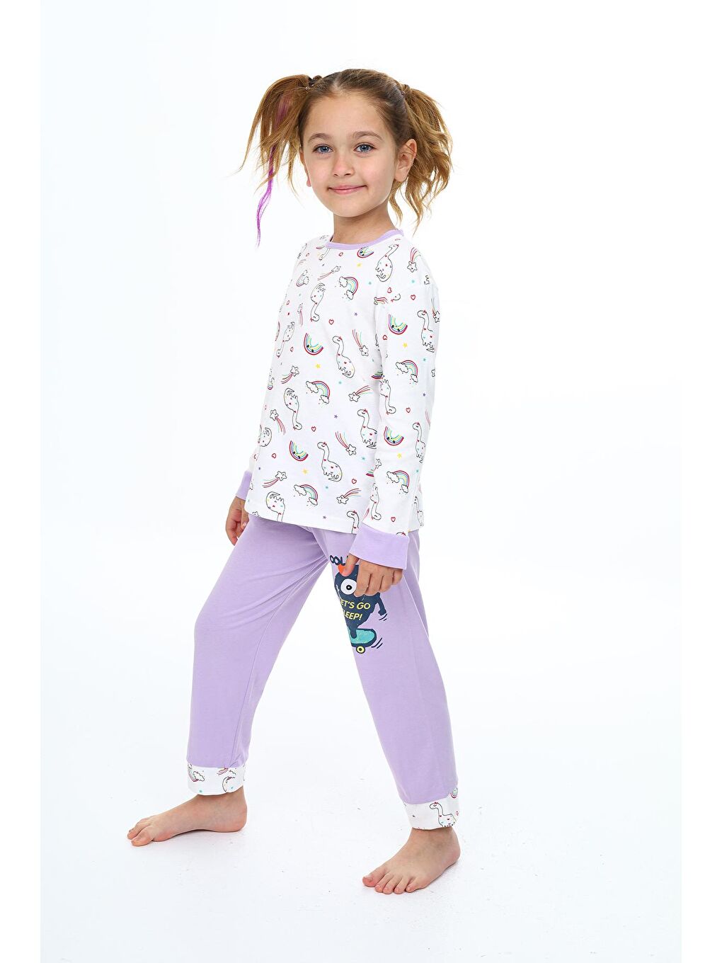 EFTELYA Lila Kız Çocuk Unicorn Baskılı Pijama Takımı 3-11 Yaş 0159 - 3