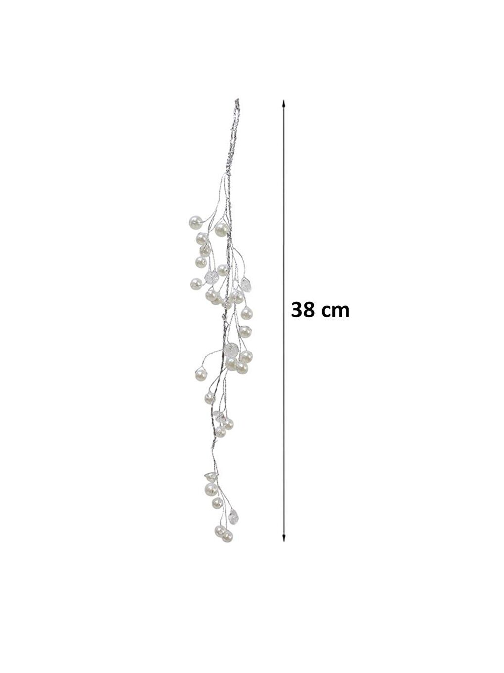 Renksiz Yılbaşı Ağaç Süsü Lüks İnci Kristal Salkım Dekoratif Süs 38 Cm-2