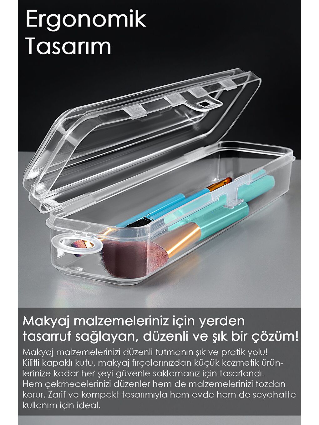 5'li Taşınabilir Makyaj Organizeri Şeffaf Çok Amaçlı Kozmetik Makyaj Fırçası Düzenleyici Fırçalık-1