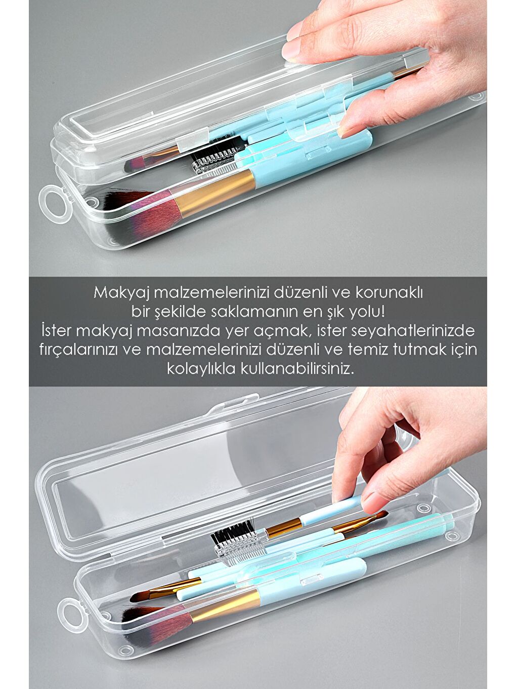 5'li Taşınabilir Makyaj Organizeri Şeffaf Çok Amaçlı Kozmetik Makyaj Fırçası Düzenleyici Fırçalık-3