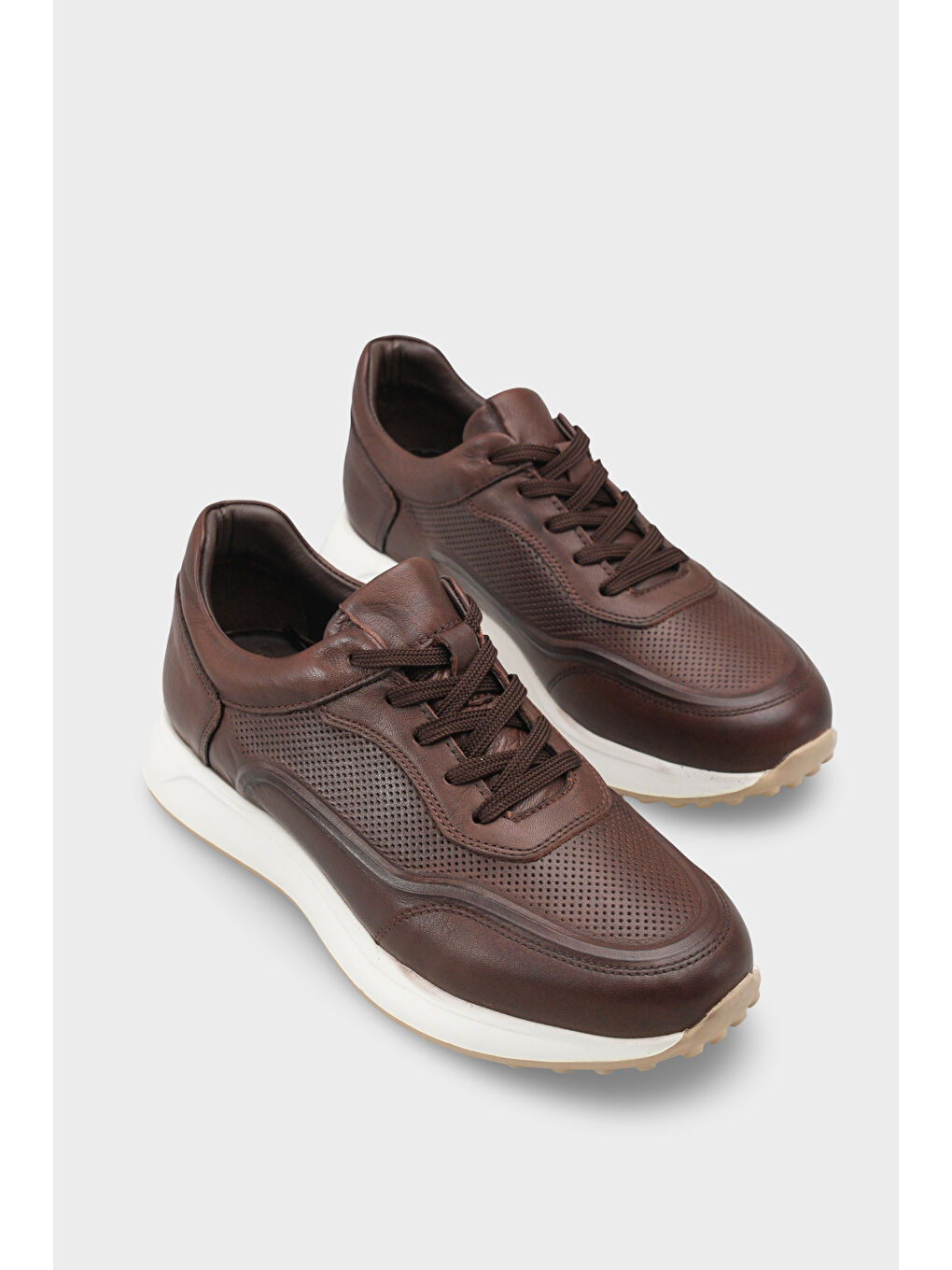 Kahverengi Ramsey Hakiki Deri Erkek Günlük Spor Ayakkabı Sneaker-1