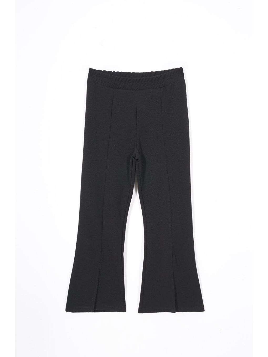 Ispanyol Paça Yırtmaç Detaylı Siyah Renk Kız Çocuk Pantolon