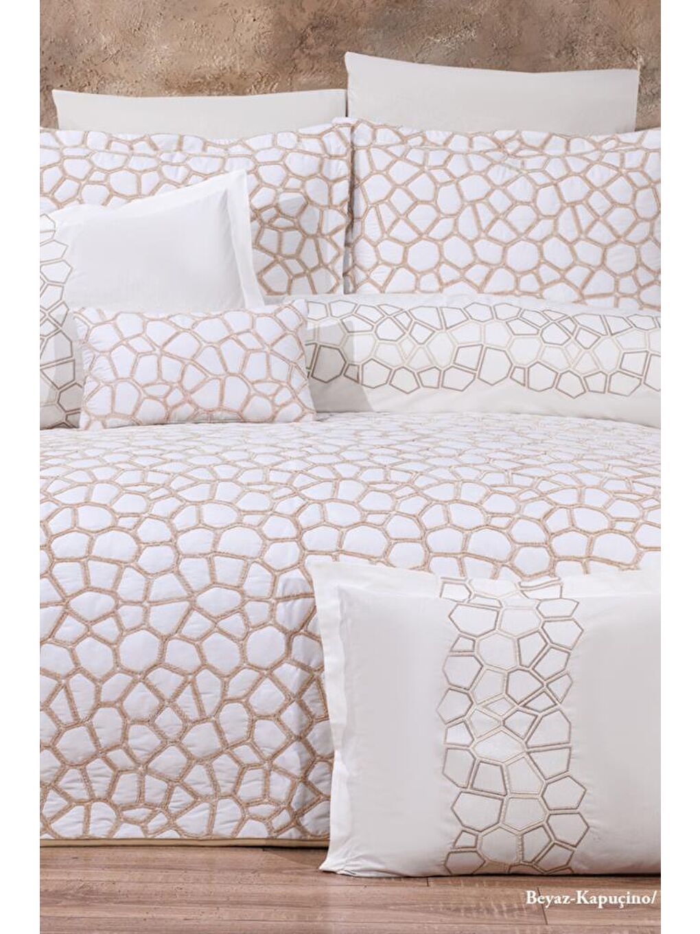 Karışık Stone 10 Parça Çeyiz Seti Beyaz Cappucino