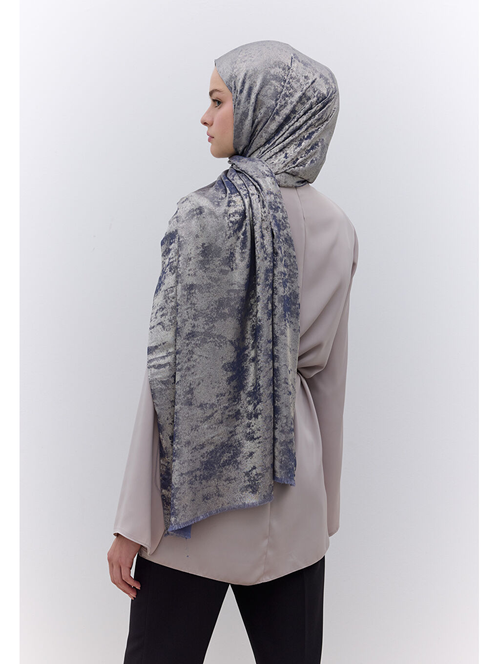 Luxury Shine Şal İndigo-4