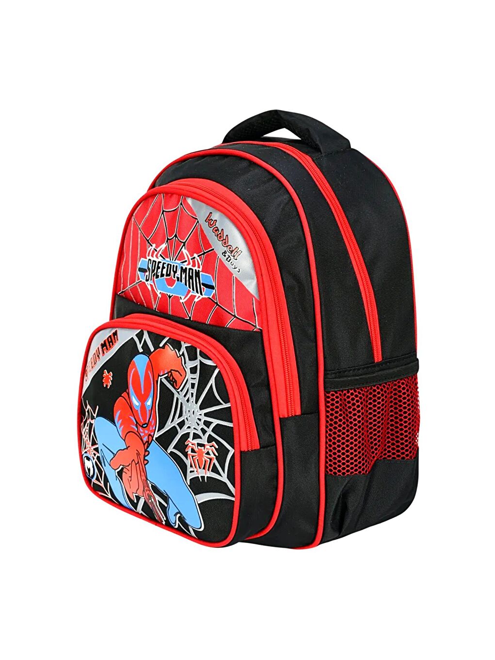 3 Bölmeli İlkokul Çantası ve Beslenme Çantası Örümcek Kırmızı-Siyah 5013-2