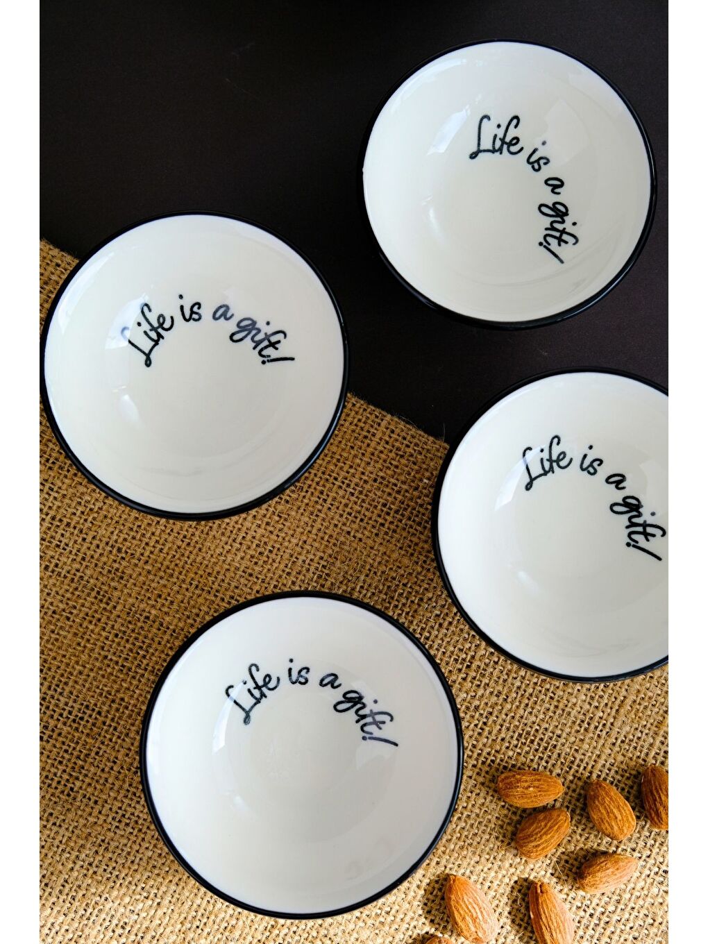 Beyaz Motto Gift Mini Kase 90cc 4 lü 10x10x3cm