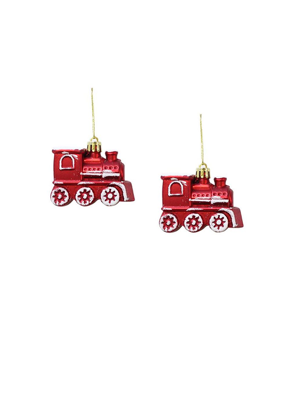 Yılbaşı Ağaç Süsü Tren Figürlü Kırmızı 5 cm 2'li Set-2