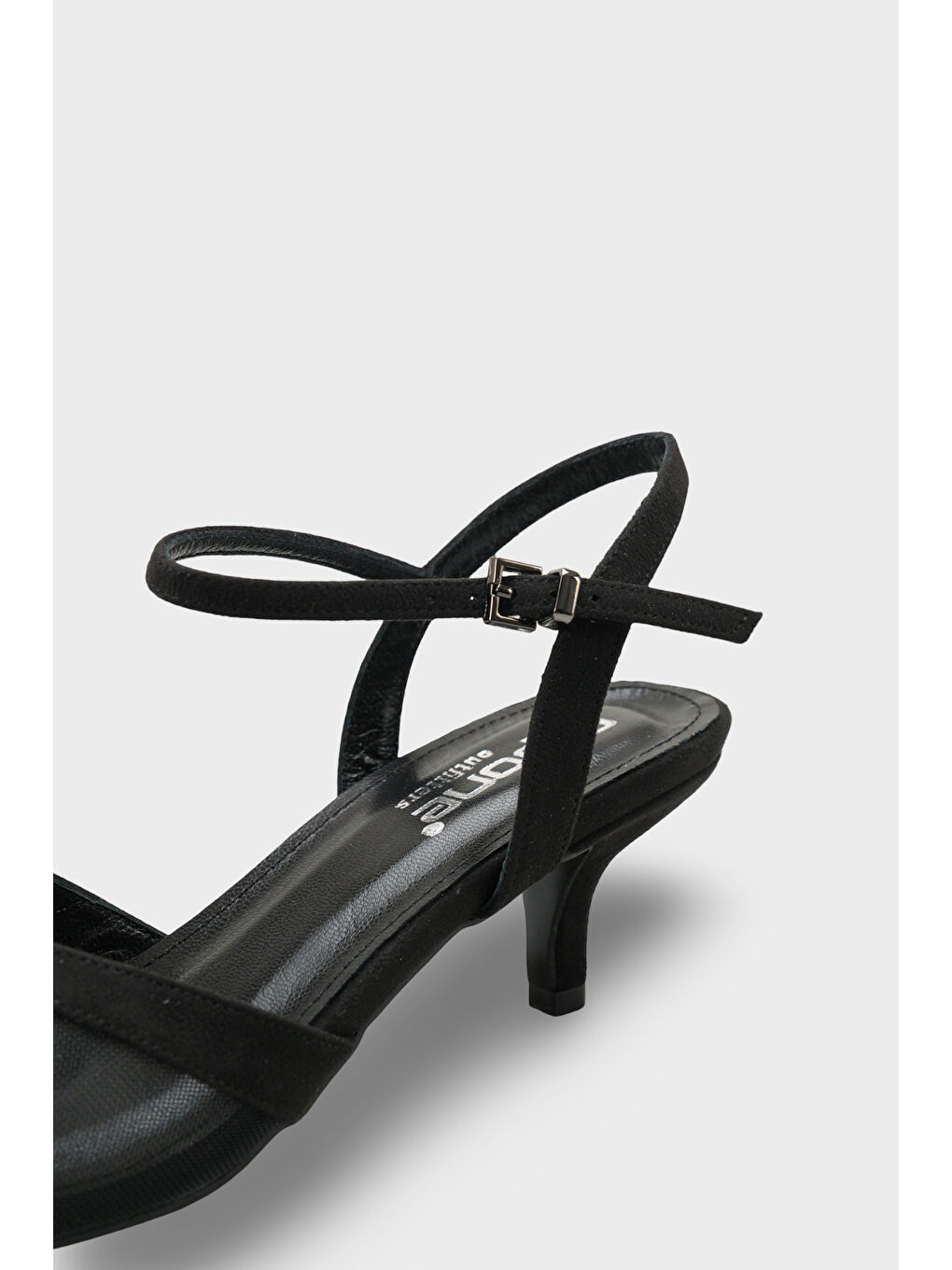 Siyah Kathryn Hakiki Deri Astarlı Sivri Burunlu Orta Topuklu Fileli Arkası Açık Kadın Ayakkabı-2