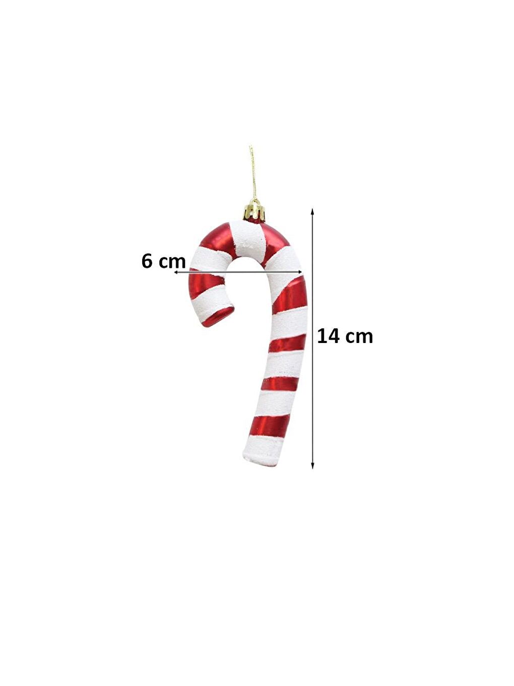 Yılbaşı Ağaç Süsü Baston Şeker Figürlü Kırmızı-Beyaz 14 cm 2'li-1