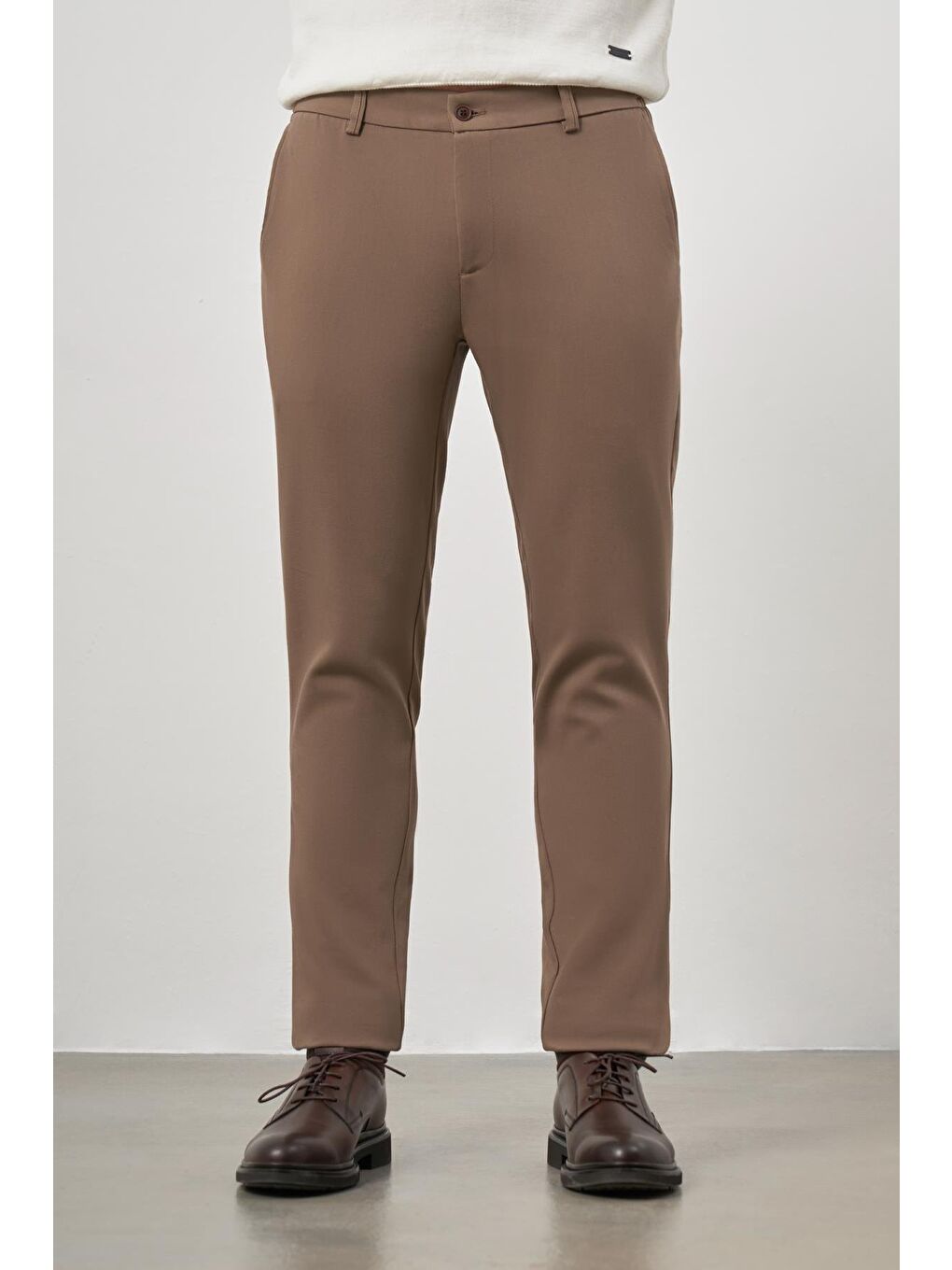 Kahverengi Koyu Vizon Pamuklu Lastikli Yandan Cepli Casual Slim Fit Jogger Pantolon 1003245101
