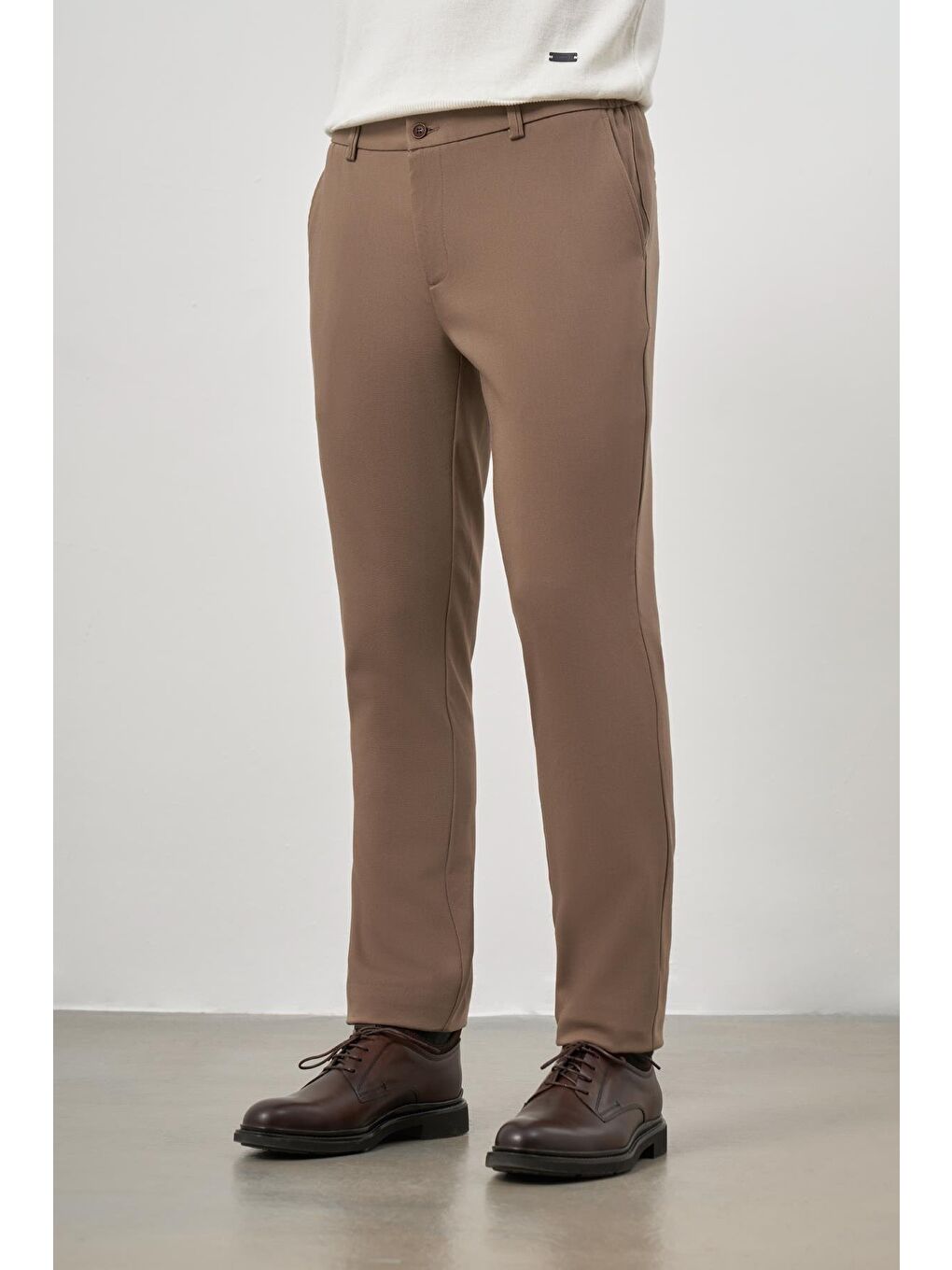 Kahverengi Koyu Vizon Pamuklu Lastikli Yandan Cepli Casual Slim Fit Jogger Pantolon 1003245101-2