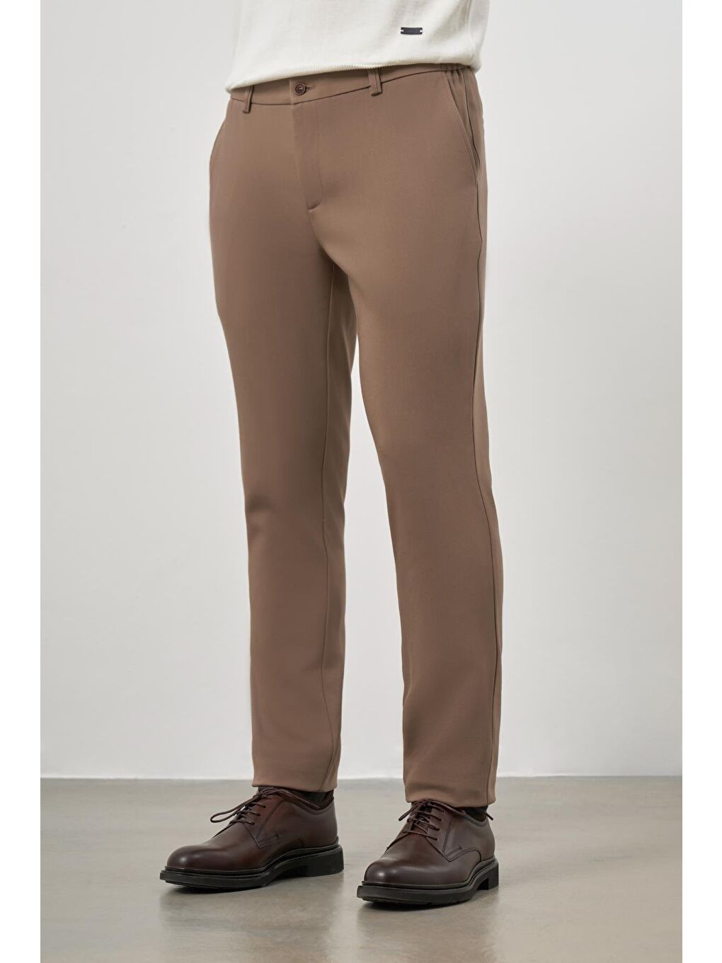 Kahverengi Koyu Vizon Pamuklu Lastikli Yandan Cepli Casual Slim Fit Jogger Pantolon 1003245101-4