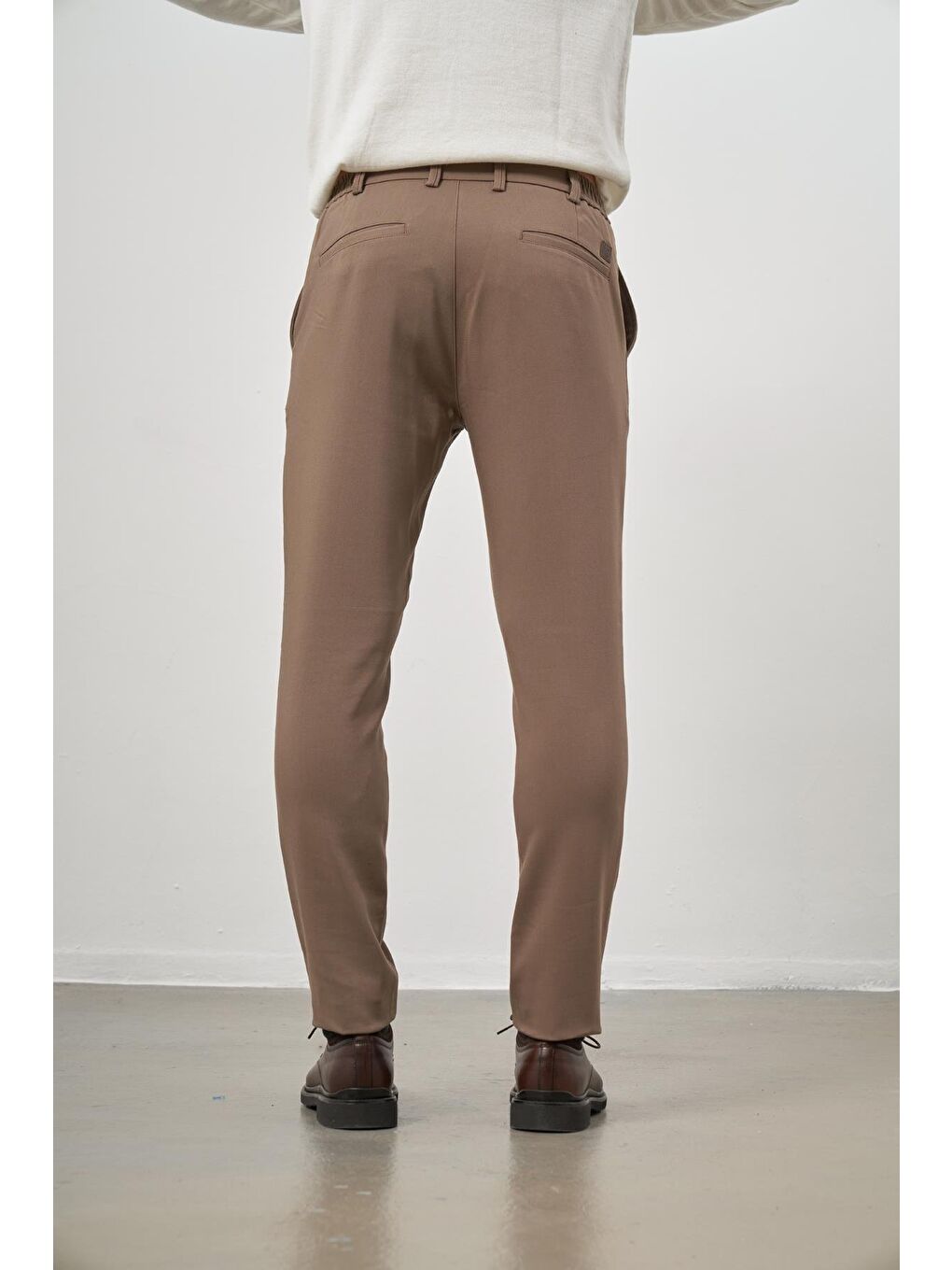 Kahverengi Koyu Vizon Pamuklu Lastikli Yandan Cepli Casual Slim Fit Jogger Pantolon 1003245101-6