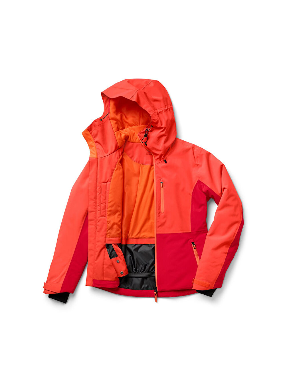 Kadın Kayak Ceketi, Renk Bloklu, Kırmızı-5