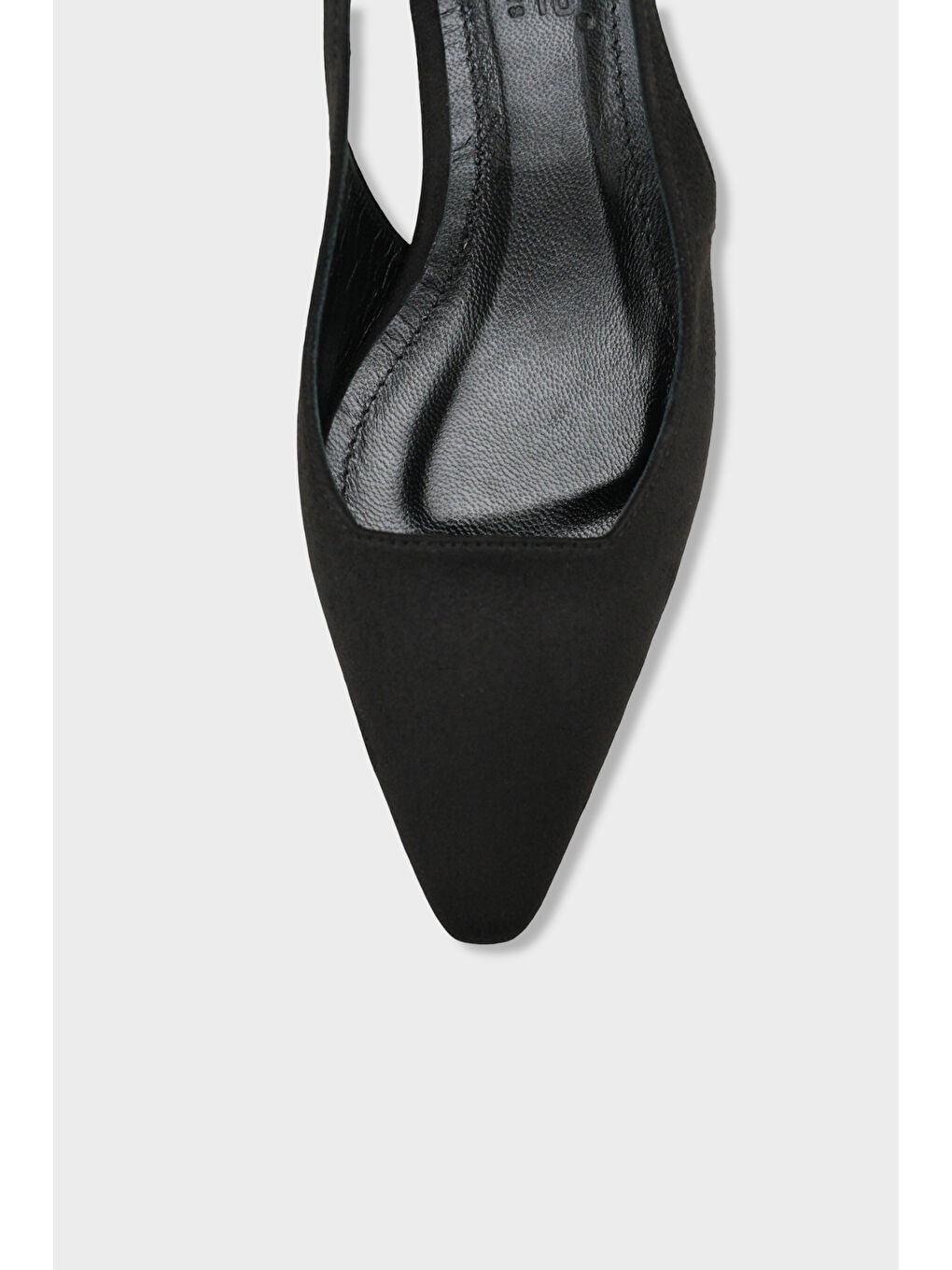 Siyah Ricki Hakiki Deri Astarlı Sivri Burunlu Orta Topuklu Arkası Açık Kadın Ayakkabı-2