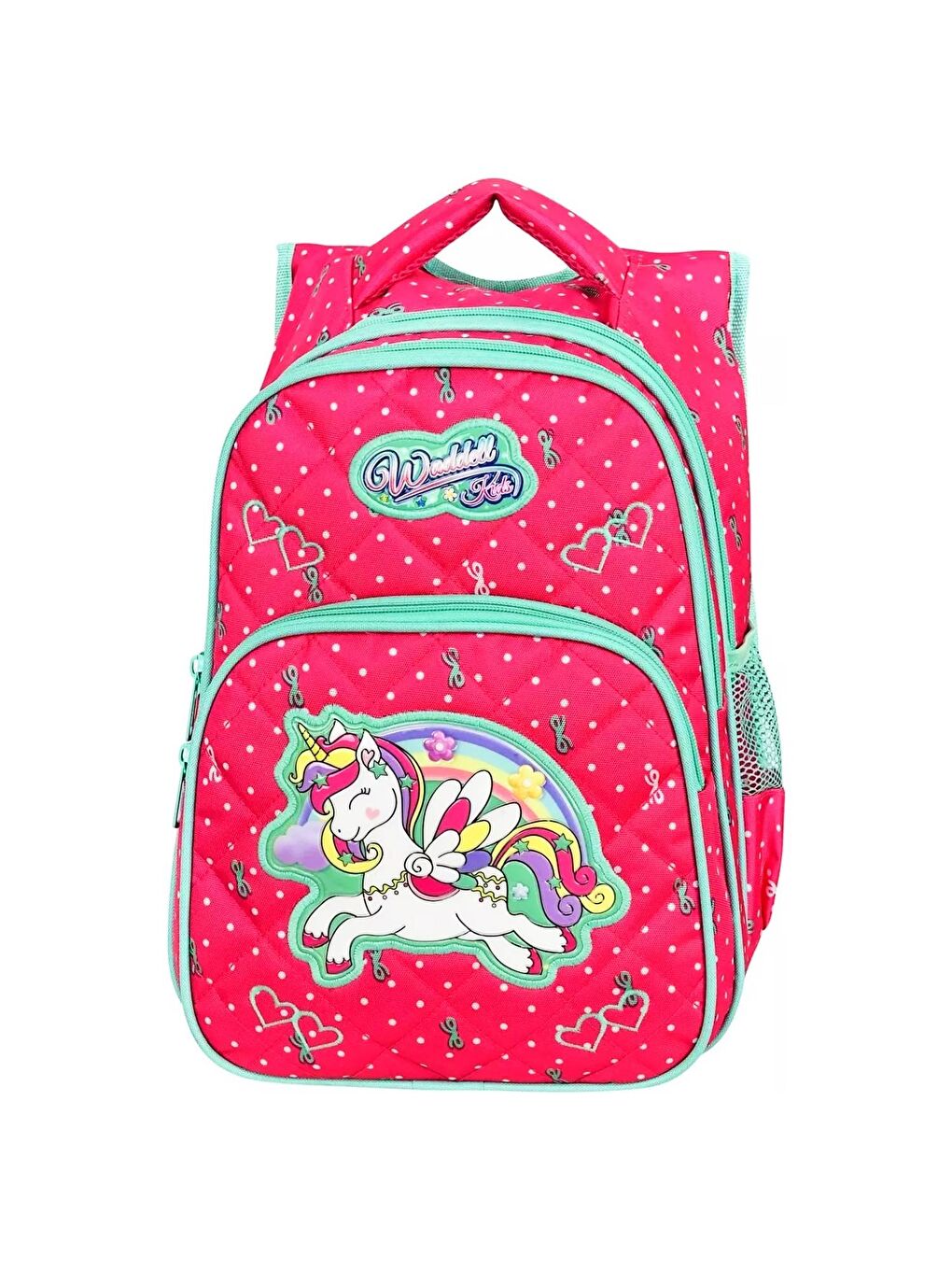 3 Bölmeli İlkokul Çantası ve Beslenme Çantası Benekli Pembe 24005-2