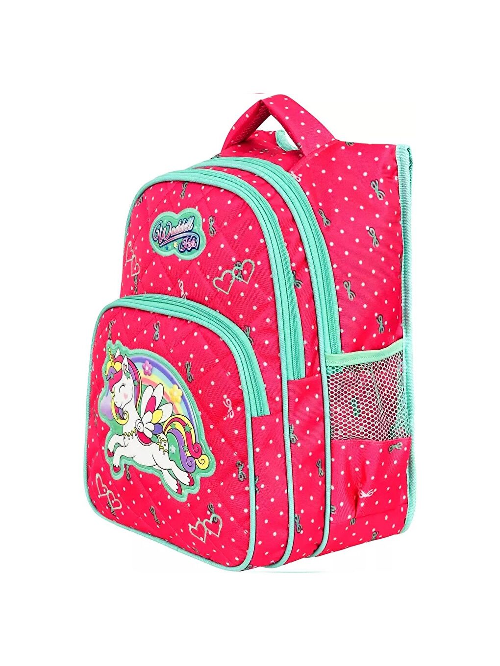 3 Bölmeli İlkokul Çantası ve Beslenme Çantası Benekli Pembe 24005-3