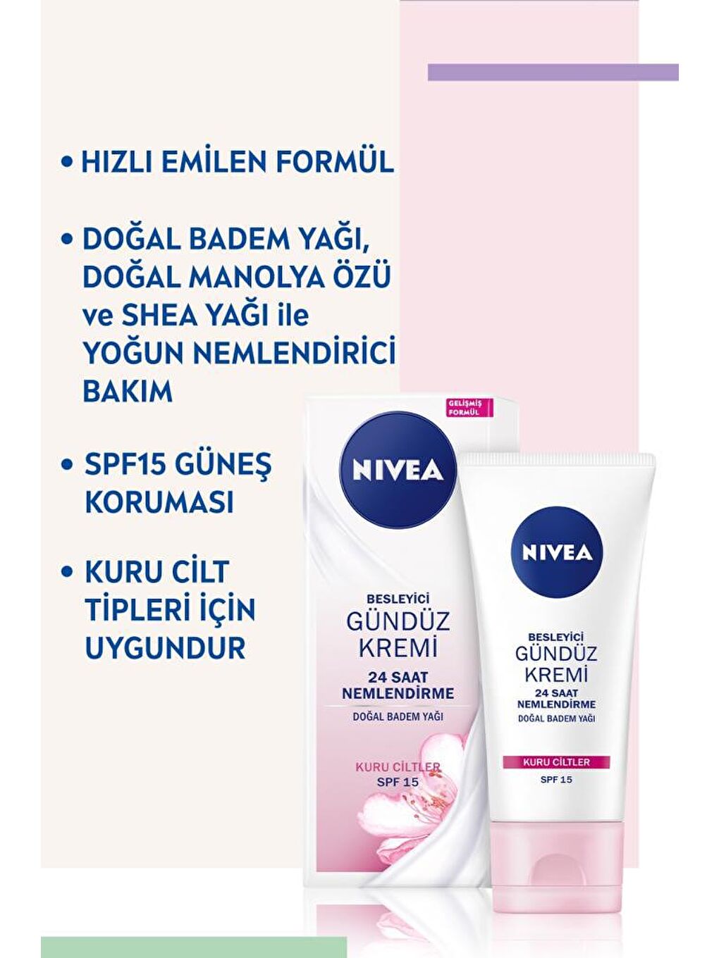 NIVEA Şeffaf Essentials Besleyici Gündüz Yüz Bakım Kremi 50 ml, Kuru Ciltler, Doğal Badem Yağı, Spf15 - 1