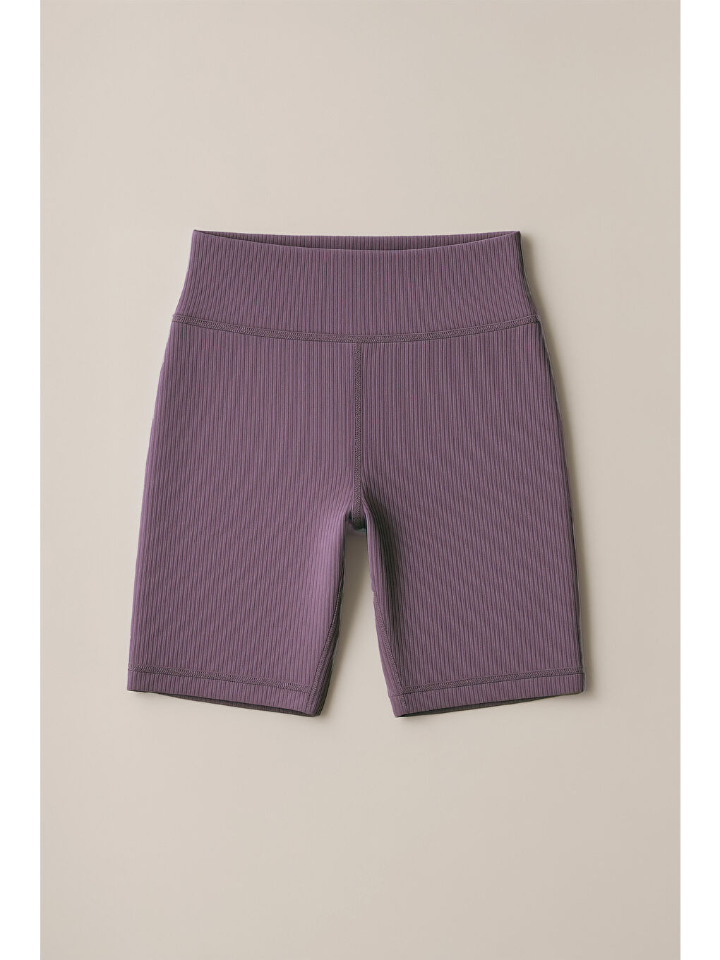 Mor Kadın Yüksek Bel Toparlayıcı Ripli Fitilli Kısa Spor Tayt-3