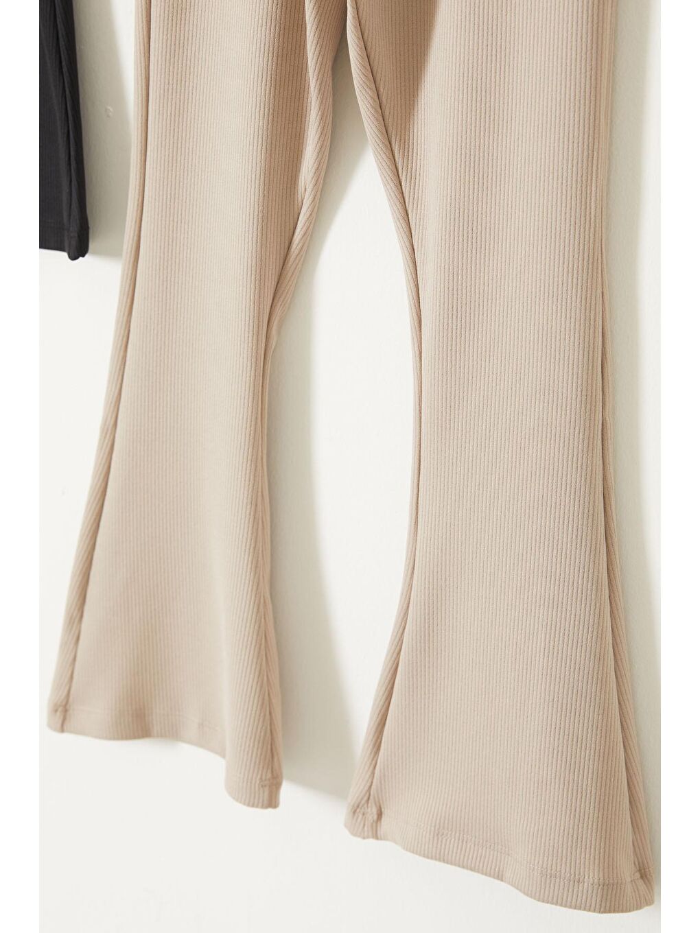 Fitilli İspanyol Paça 2li Kız Çocuk Tayt Siyah-Krem 18125-2