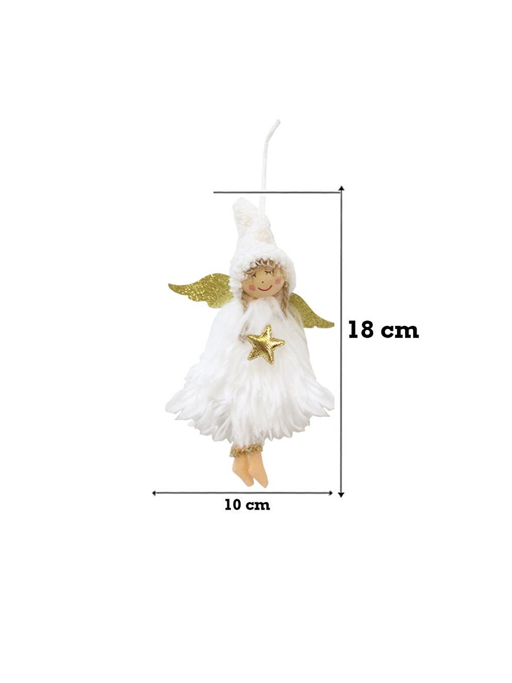 Yılbaşı Ağaç Süsü Melek Kanatlı Peri Kızı Asılabilir Dekoratif Süs Beyaz 18 cm-2