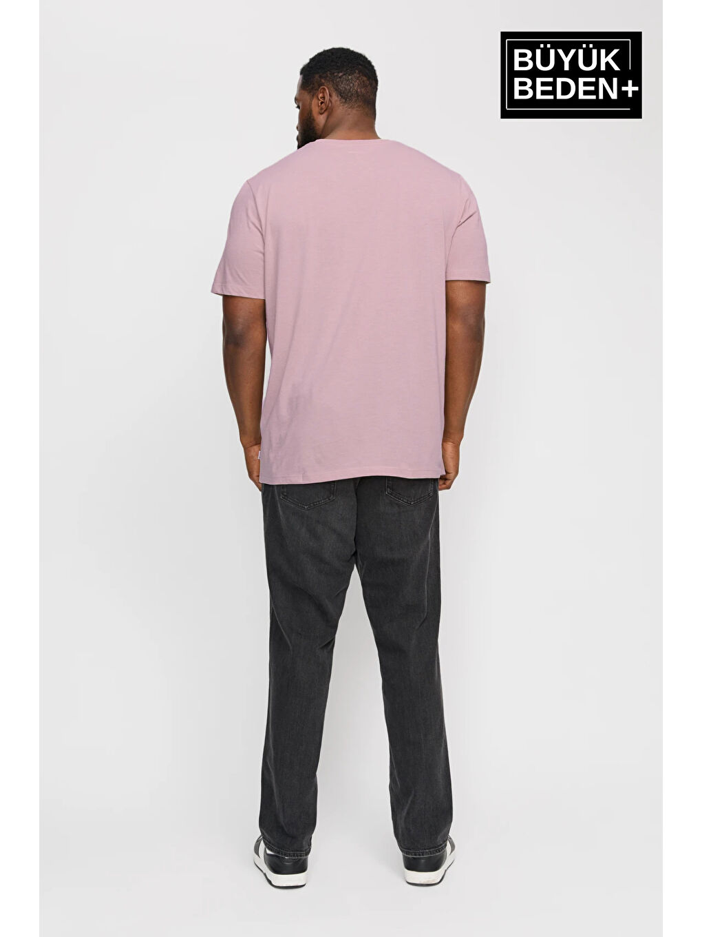 Pembe Erkek  Bisiklet Yaka Büyük Beden Tişört SPRBTS10-1