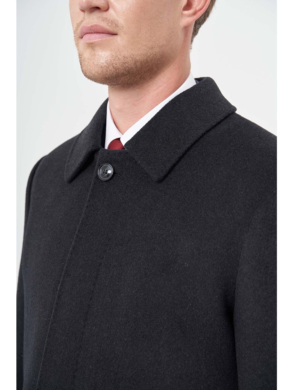 Koyu Antrasit 110 Cm Kaşe Düz Sırt Kapitoneli Astar Comfort Fit Classic Palto 1005245154-3