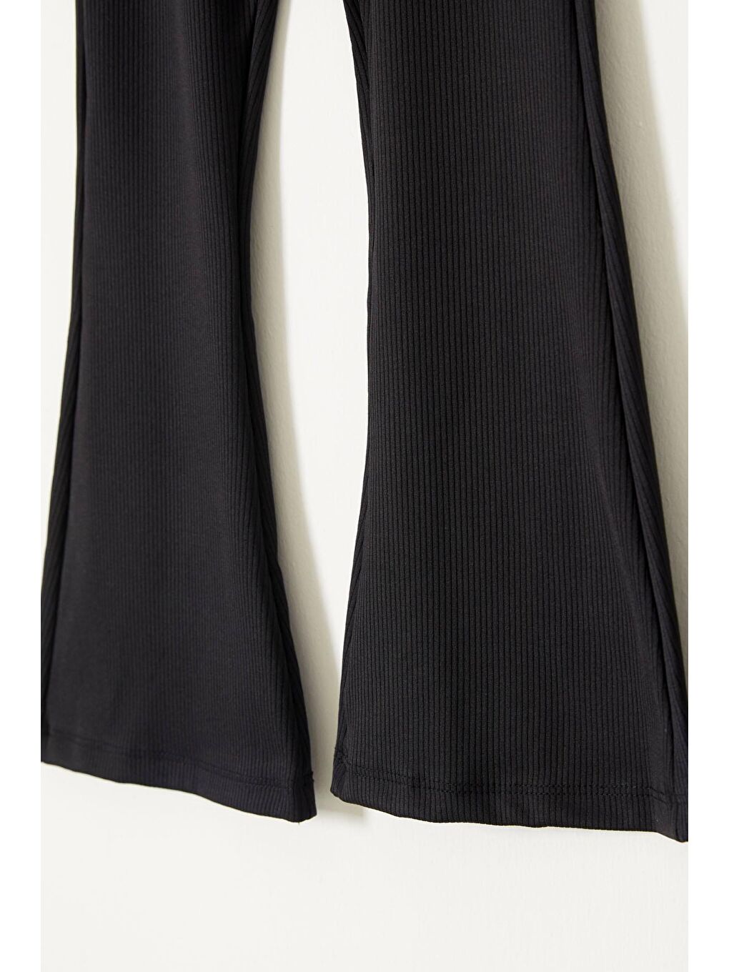 Fitilli İspanyol Paça 2li Kız Çocuk Tayt Siyah-Krem 18125-4