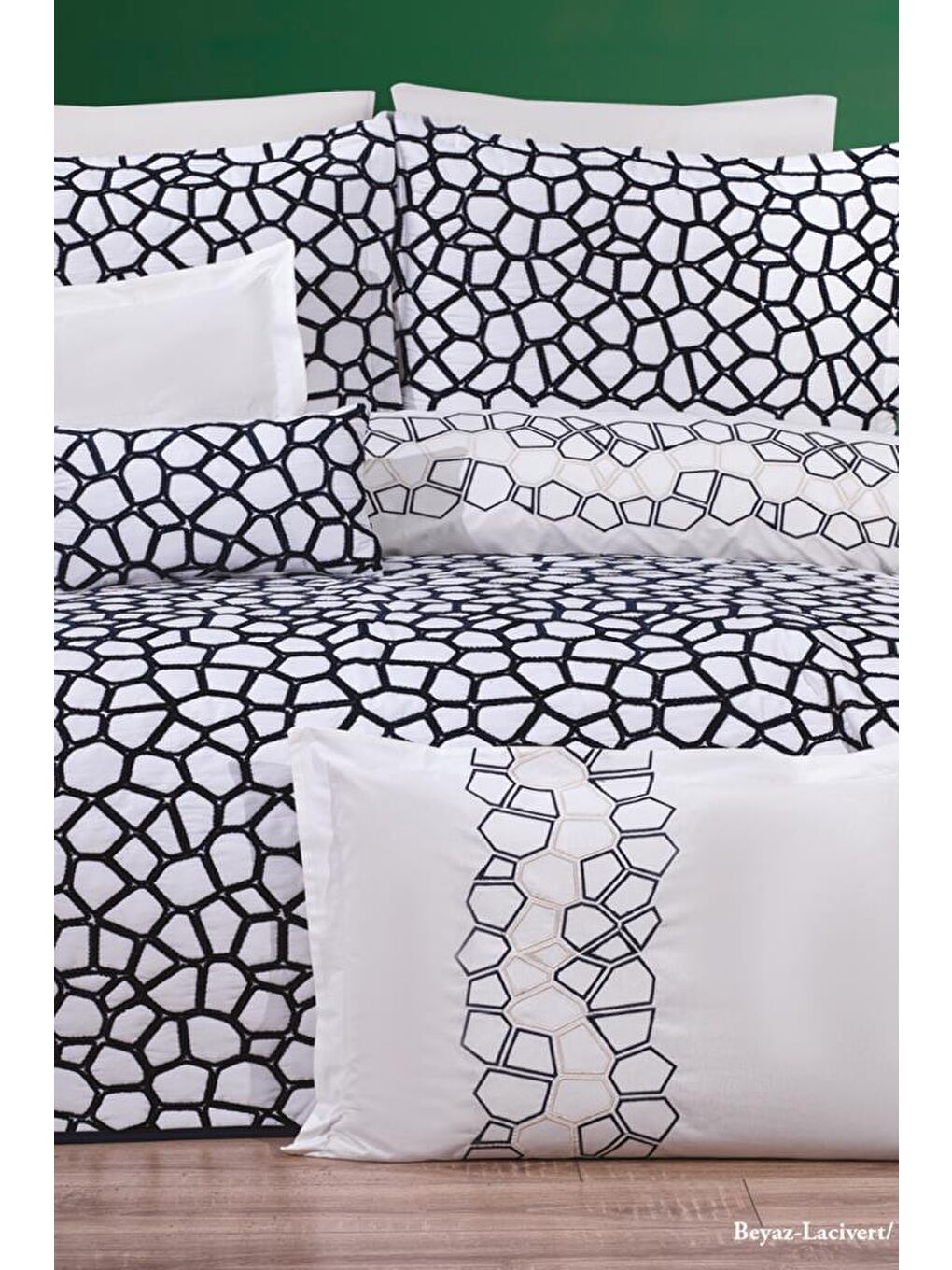 Karışık Stone 10 Parça Çeyiz Seti Beyaz Lacivert