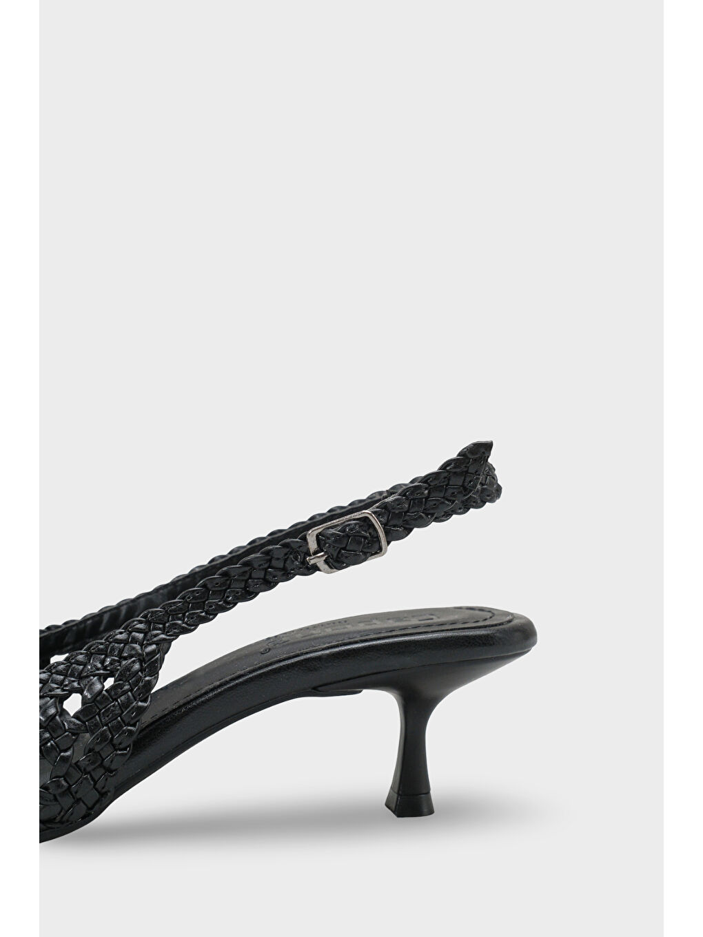 Siyah Laurie Örgü Sivri Burunlu Orta Topuklu Arkası Açık Kadın Ayakkabı-3