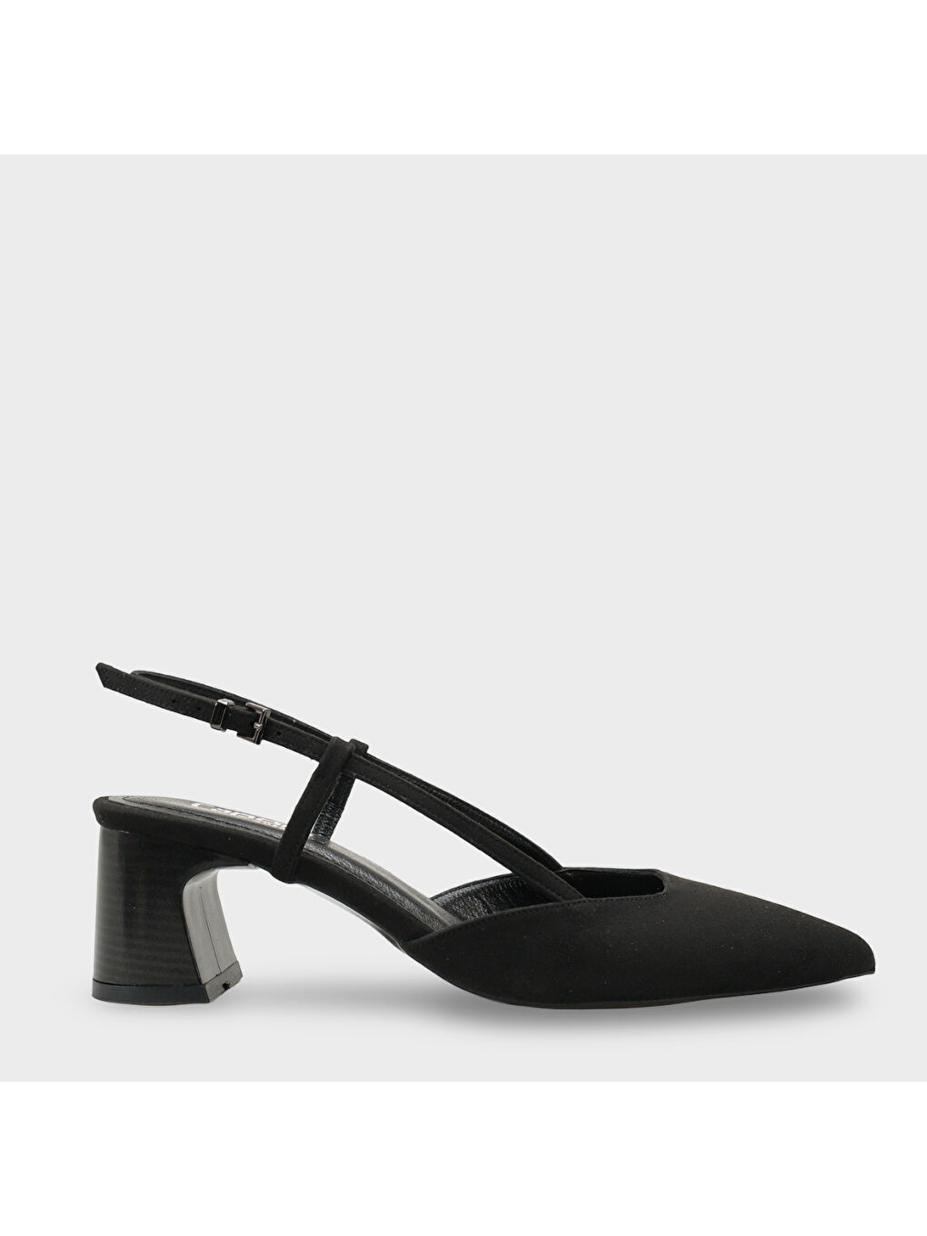 Siyah Phelia Hakiki Deri Astarlı Sivri Burunlu Orta Kalın Topuklu Arkası Açık Kadın Ayakkabı