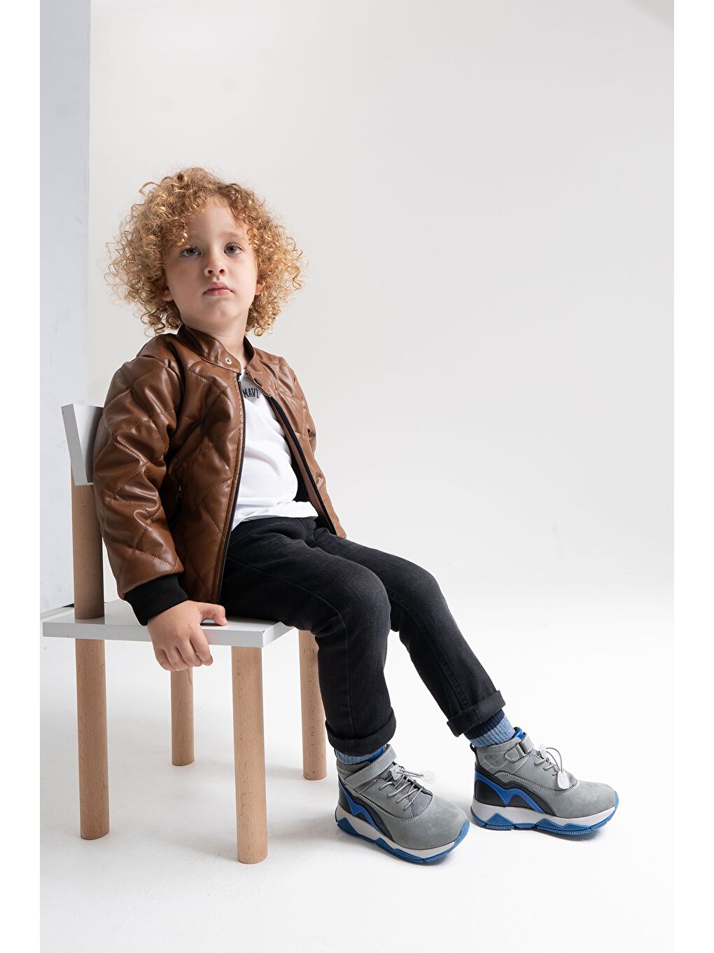 Erkek Çocuk Gri Hakiki Deri Suya Dayanıklı Anatomik Günlük Bot-1