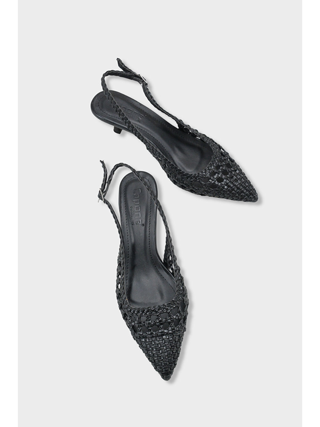Siyah Laurie Örgü Sivri Burunlu Orta Topuklu Arkası Açık Kadın Ayakkabı-5