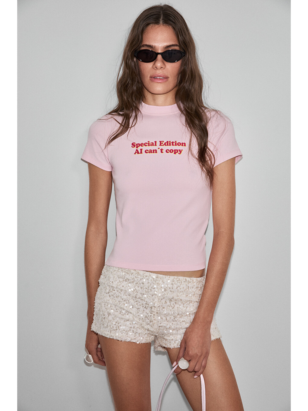 Gallura Kadın Yumuşak Ve Esnek Kumaşlı Baskı Detaylı Yuvarlak Yakalı Kısa Kol Pembe T-shirt-1