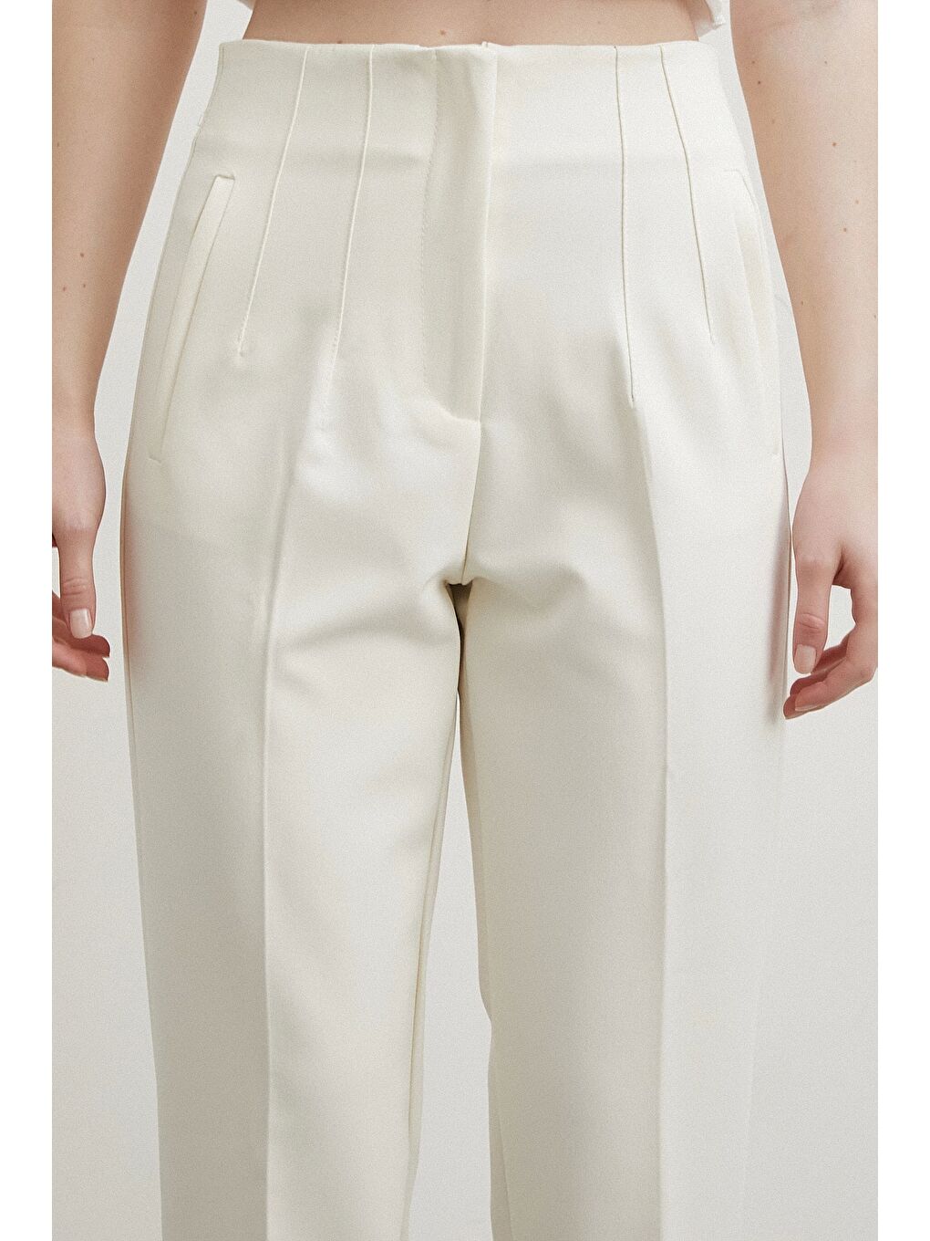 Skinny Kumaş Pantolon Ekru-1