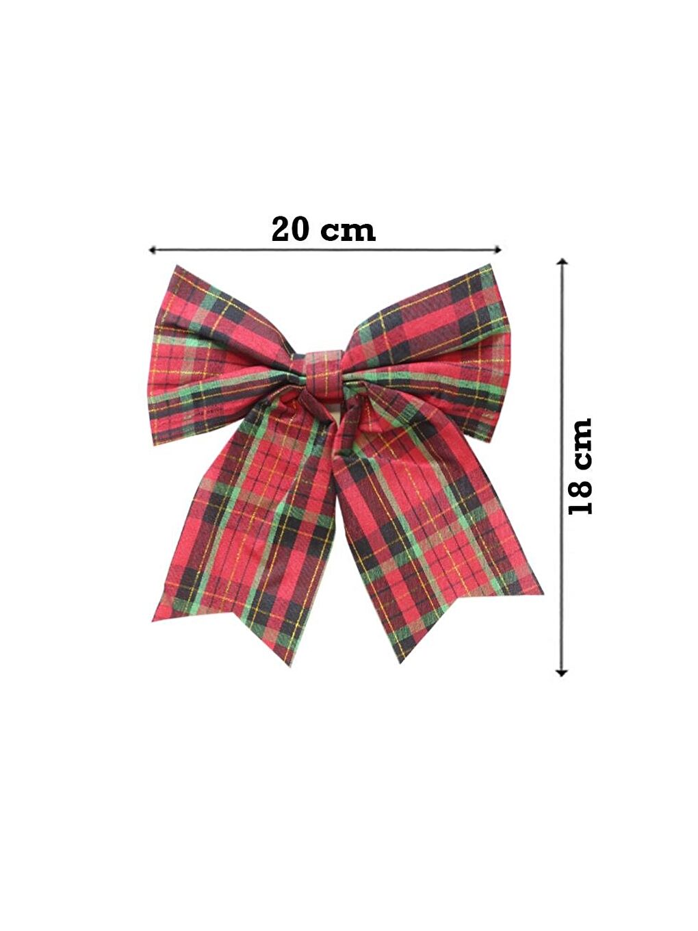 Yılbaşı Ağaç Süsü Ekose Fiyonk Asmalı Dekor Süsü Kırmızı 20 cm-2